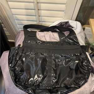 Lesportsac Black Shiny Nylon Shoulder Bag